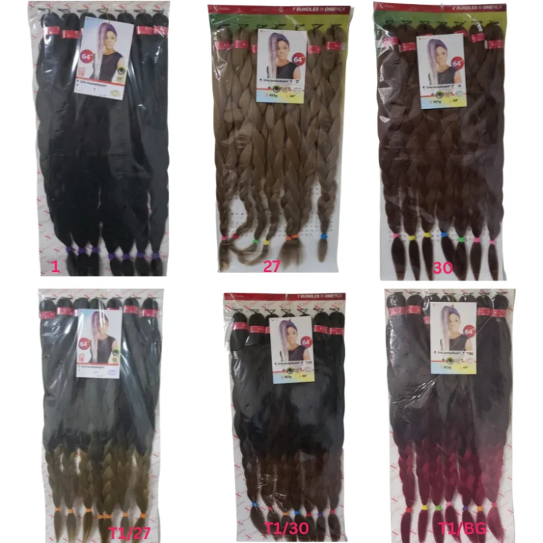 X-Pression 7X Pre-Stretched Braids 64" - 7 Bundles in One Pack