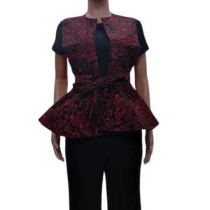 Elegant Red & Black Peplum Top - Stylish Formal & Casual Wear