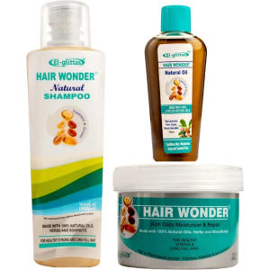 El Glittas Hair Wonder 3-Piece Hair Growth & Repair Kit - Natural Shampoo, Oil & Moisturizer
