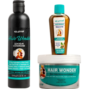 El Glittas Hair Wonder 3-Piece Moisturizing & Strengthening Kit - Oil, Leave-in Conditioner & Daily Moisturizer