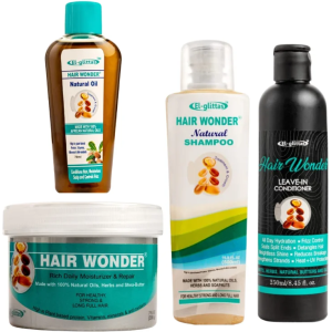 El Glittas Hair Wonder 4-Piece Complete Hair Care System - Shampoo, Conditioner, Oil & Moisturizer
