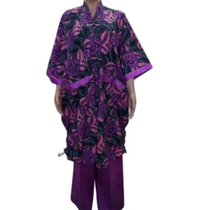 Elegant Purple Floral Print Kimono & Pants Set - Stylish & Comfortable