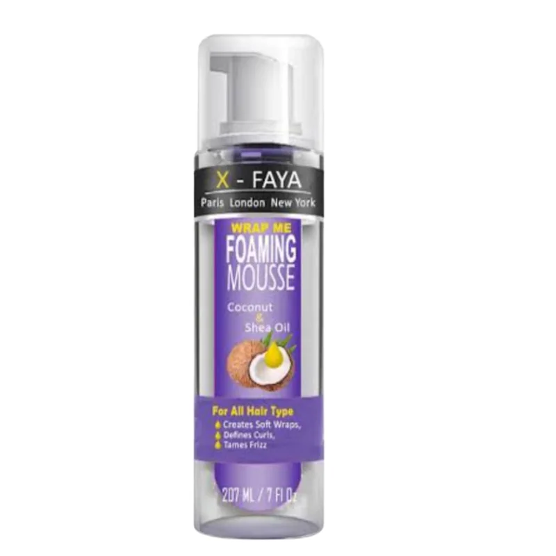 X-Faya Paris London Wrap Me Foaming Mousse - Coconut & Shea Oil for Soft Wraps & Defined Curls (207ml)