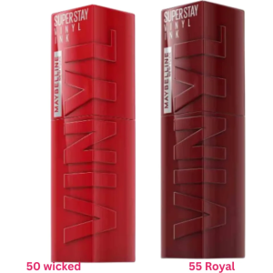 Maybelline Super Stay Vinyl Ink Liquid Lipstick - Fierce Red Shades, 16HR Wear (50 Wicked & 55 Royal)