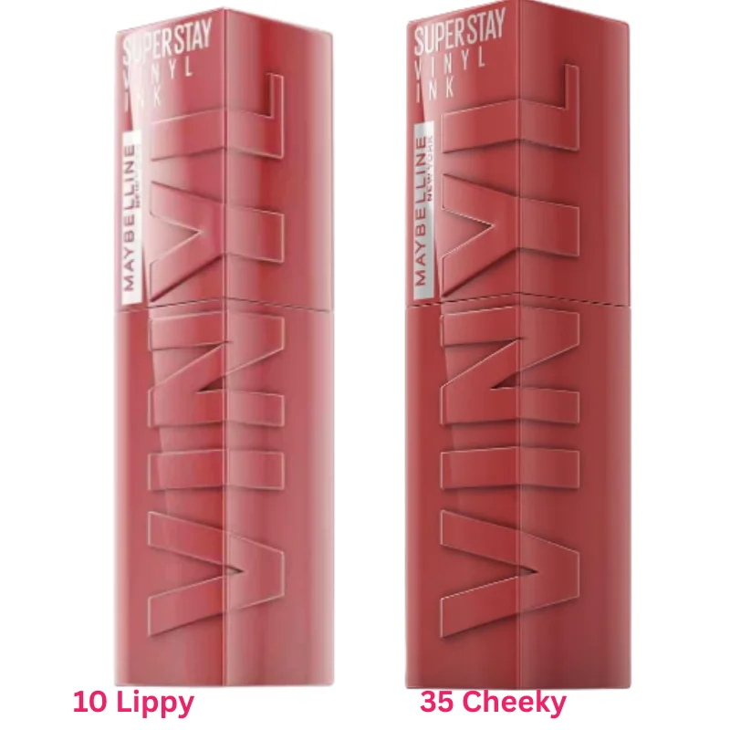 Maybelline Super Stay Vinyl Ink Liquid Lipstick - Long-Lasting Shine, No Transfer (Shades 10 Lippy & 35 Cheeky)