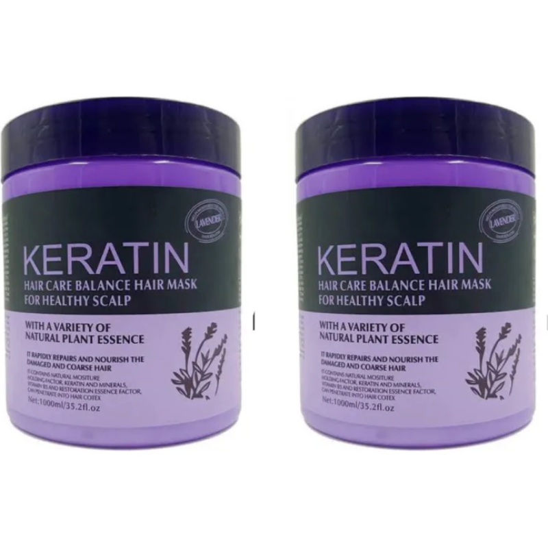 Keratin Hair Care Balance Hair Mask with Natural Plant Essence - Intensive Repair & Healthy Scalp (2-Pack, 1000ml Each)