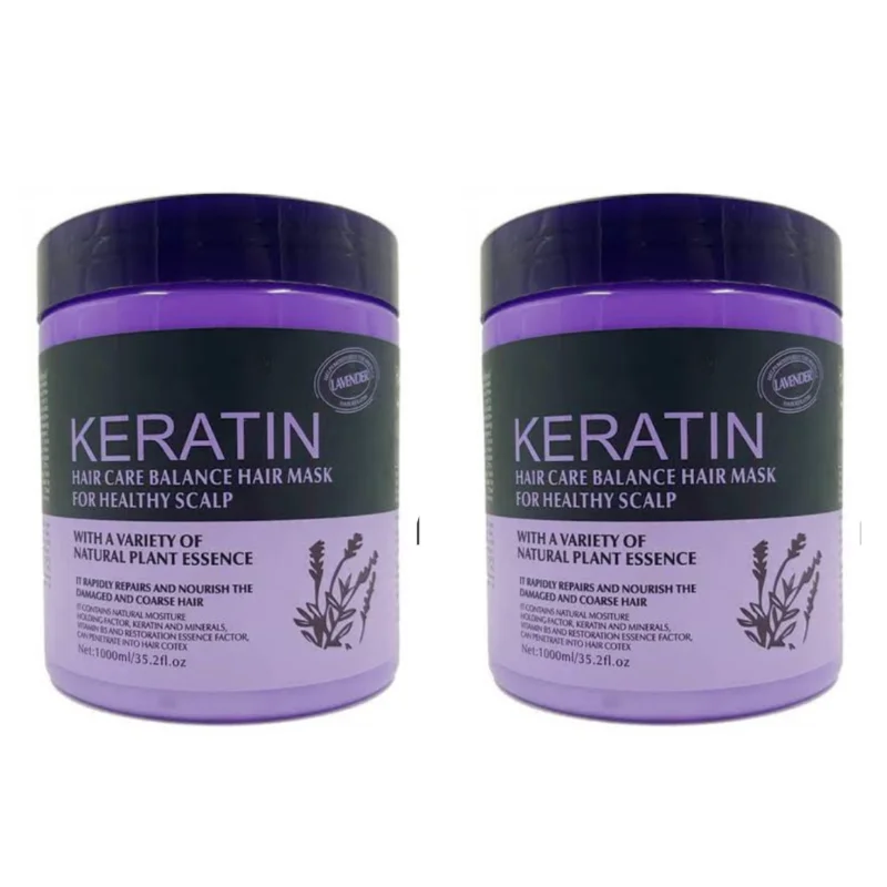 Keratin Hair Care Balance Hair Mask with Natural Plant Essence - Intensive Repair & Healthy Scalp (2-Pack, 1000ml Each)