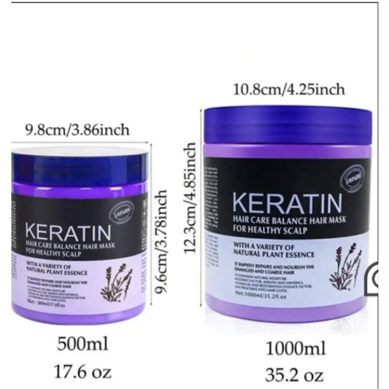 Keratin Hair Care Balance Hair Mask with Natural Plant Essence - Intensive Repair & Healthy Scalp (2-Pack, 1000ml Each)3