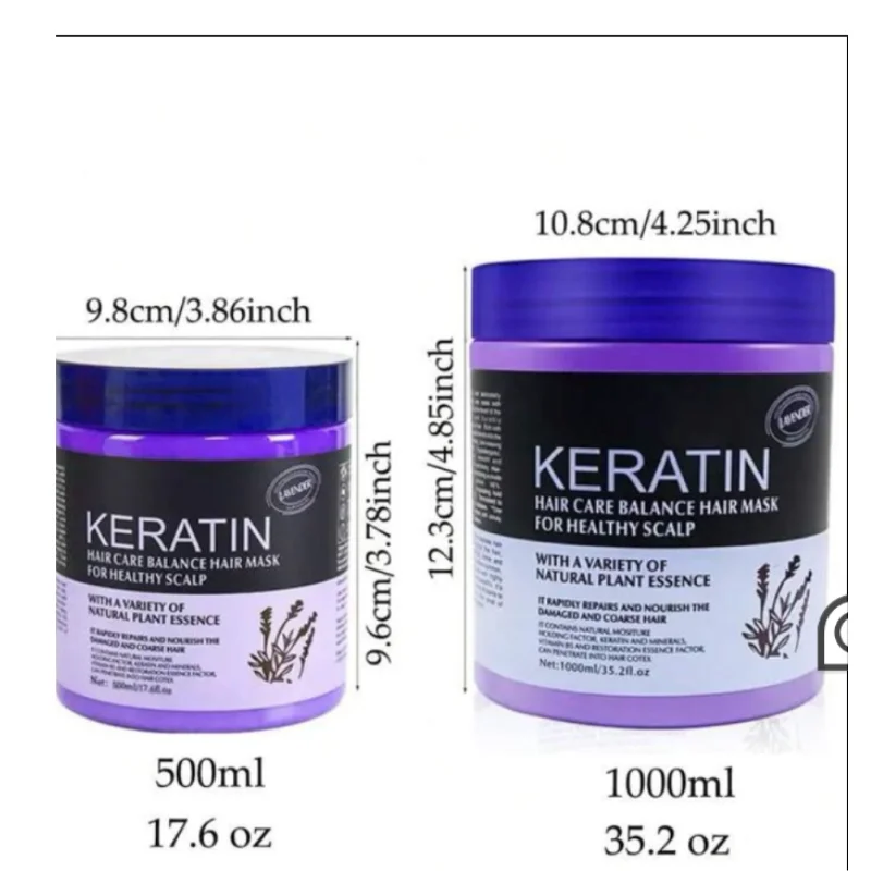 Keratin Hair Care Balance Hair Mask with Natural Plant Essence - Intensive Repair & Healthy Scalp (2-Pack, 1000ml Each)3