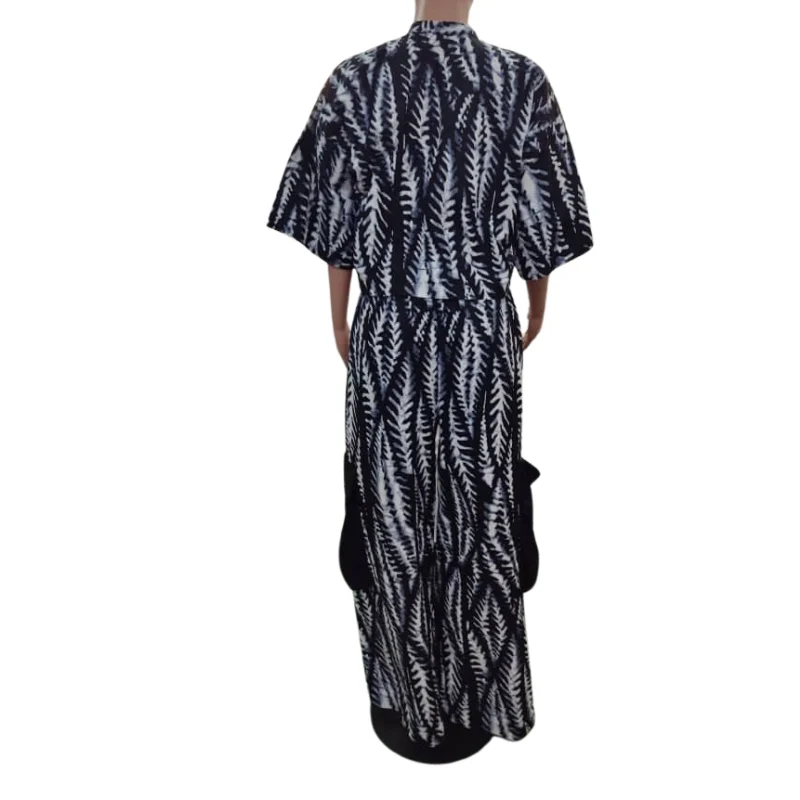 Chic Black & White Patterned Midi Dress - Relaxed Fit with Pockets2