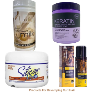 Premium Hair Treatment Set for Revamping Curl Hair - Silicon Mix, Keratin Mask, Argan Oil & Colist Milk