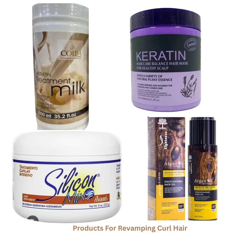 Premium Hair Treatment Set for Revamping Curl Hair - Silicon Mix, Keratin Mask, Argan Oil & Colist Milk