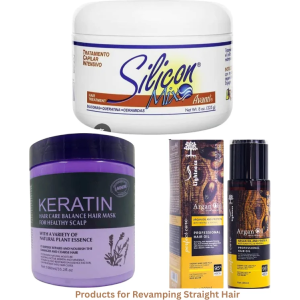 Premium Hair Treatment Set for Revamping Straight Hair - Silicon Mix, Keratin Mask & Argan Oil