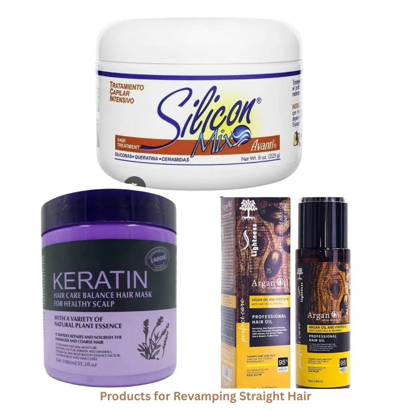 Premium Hair Treatment Set for Revamping Straight Hair - Silicon Mix, Keratin Mask & Argan Oil