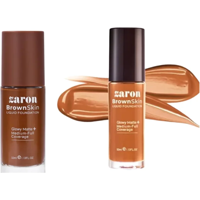 Zaron BrownSkin Liquid Foundation – Glowy Matte + Medium-Full Coverage4