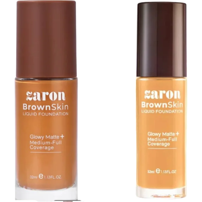 Zaron BrownSkin Liquid Foundation – Glowy Matte + Medium-Full Coverage5