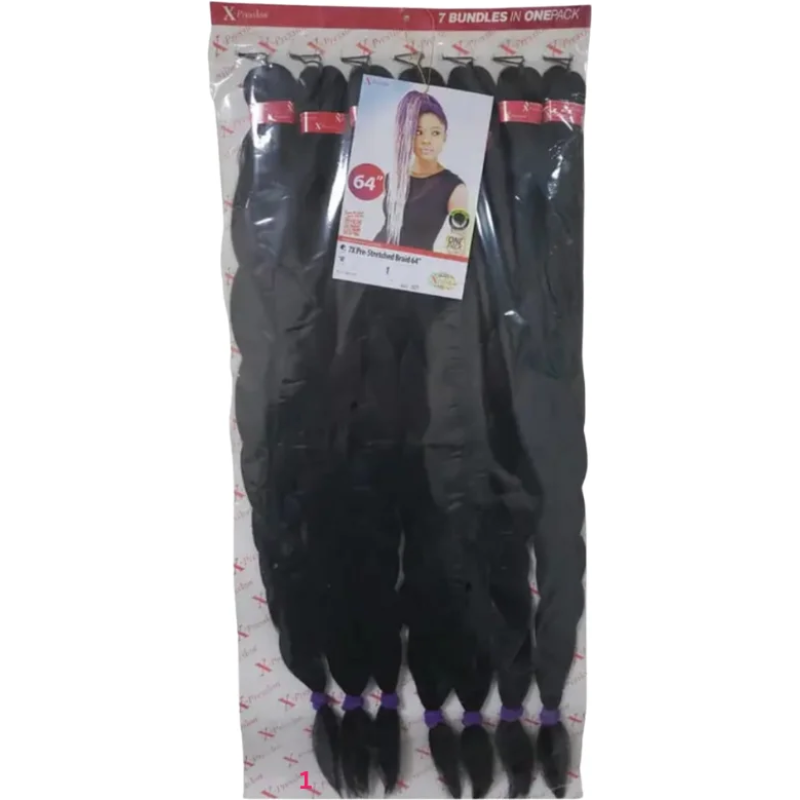 X-Pression 7X Pre-Stretched Braids 64" - 7 Bundles in One Pack1