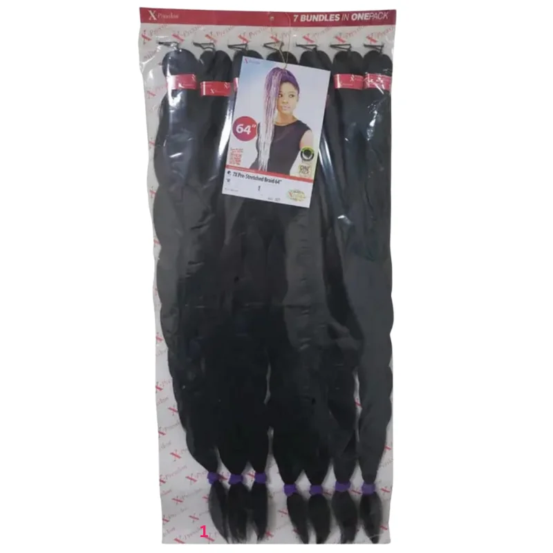 X-Pression 7X Pre-Stretched Braids 64" - 7 Bundles in One Pack1
