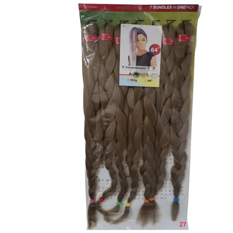 X-Pression 7X Pre-Stretched Braids 64" - 7 Bundles in One Pack2