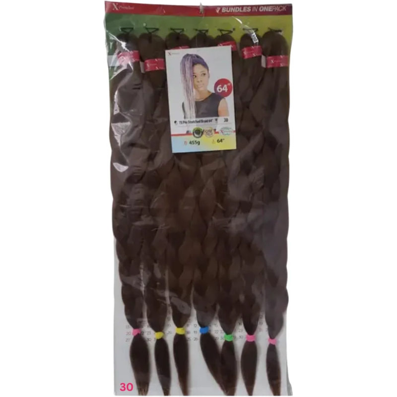 X-Pression 7X Pre-Stretched Braids 64" - 7 Bundles in One Pack3