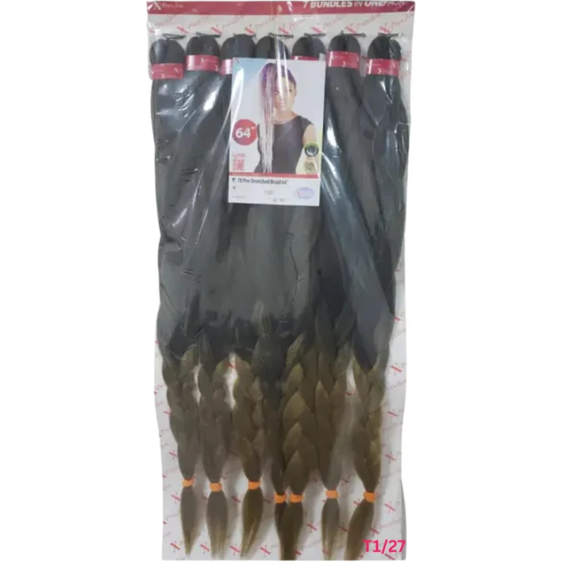 X-Pression 7X Pre-Stretched Braids 64" - 7 Bundles in One Pack4