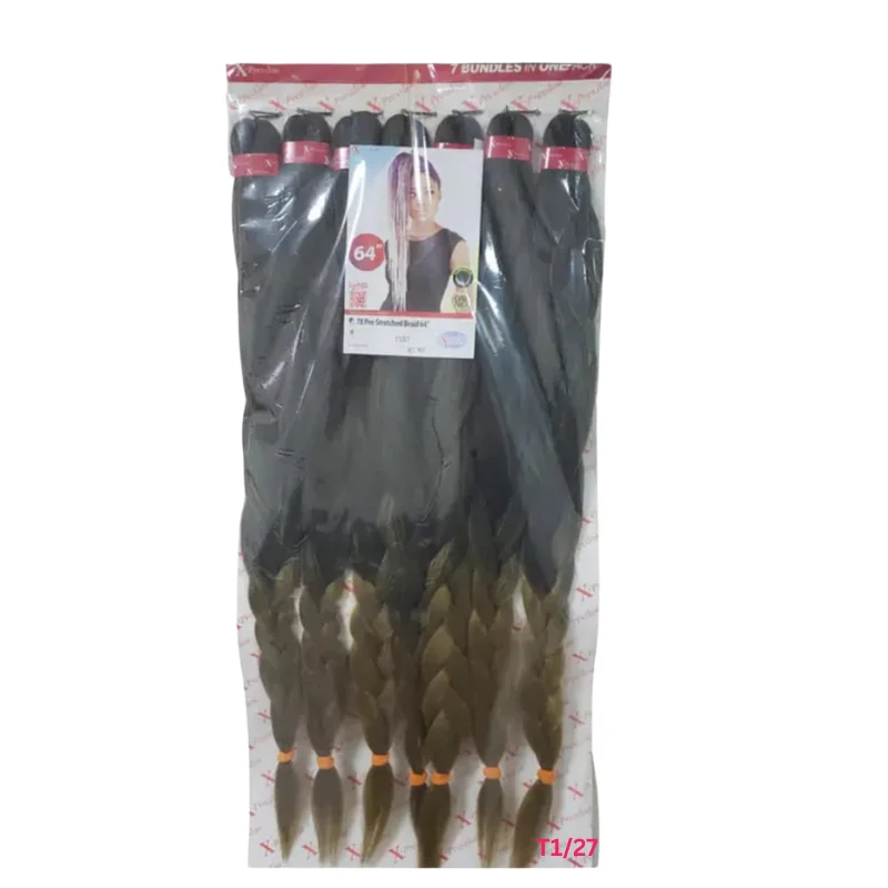 X-Pression 7X Pre-Stretched Braids 64" - 7 Bundles in One Pack4