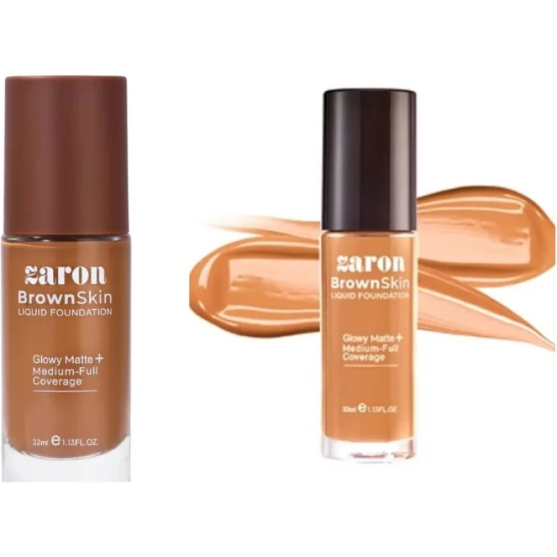 Zaron BrownSkin Liquid Foundation – Glowy Matte + Medium-Full Coverage2