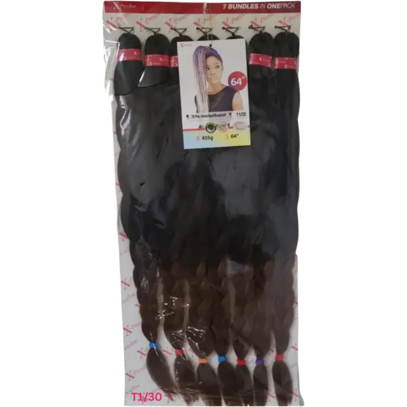 X-Pression 7X Pre-Stretched Braids 64" - 7 Bundles in One Pack5