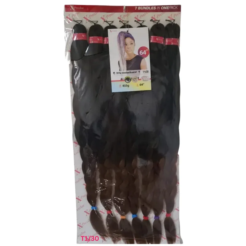 X-Pression 7X Pre-Stretched Braids 64" - 7 Bundles in One Pack5