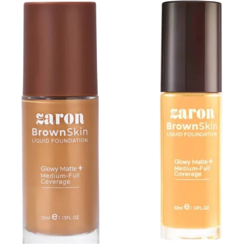 Zaron BrownSkin Liquid Foundation – Glowy Matte + Medium-Full Coverage3