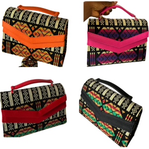 Yetty midi Adire Fabric Handbag & Clutch with Detachable Strap - Traditional African Print Accent