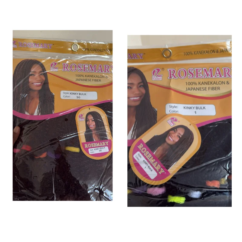 Rosemary 100% Kanekalon Kinky Bulk Braiding Hair - Colors 1 & 30