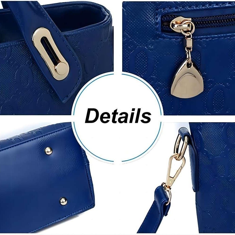 Women 4Pcs Top Handle Satchel Hobo PU Leather Handbag Set Large Tote Purse  Shoulder Bag  Card Holder - Image 8