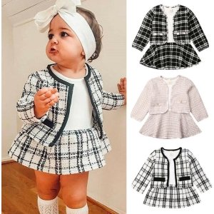 Long-sleeved Dresses Two-piece Children's Baby Small Incense Wind Suit