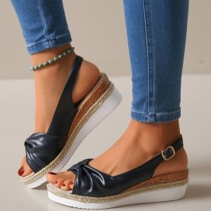 Plus Size Women's Flat Wedge Peep Toe Casual Sandals