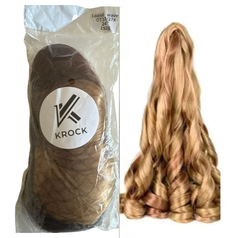 Krock Loose Wave Crochet Braids - 24" (Ombre, Brown & Burgundy)1