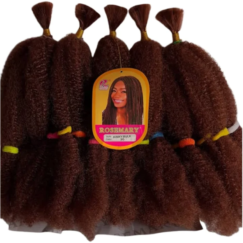 Rosemary 100% Kanekalon Kinky Bulk Braiding Hair - Colors 1 & 30 5