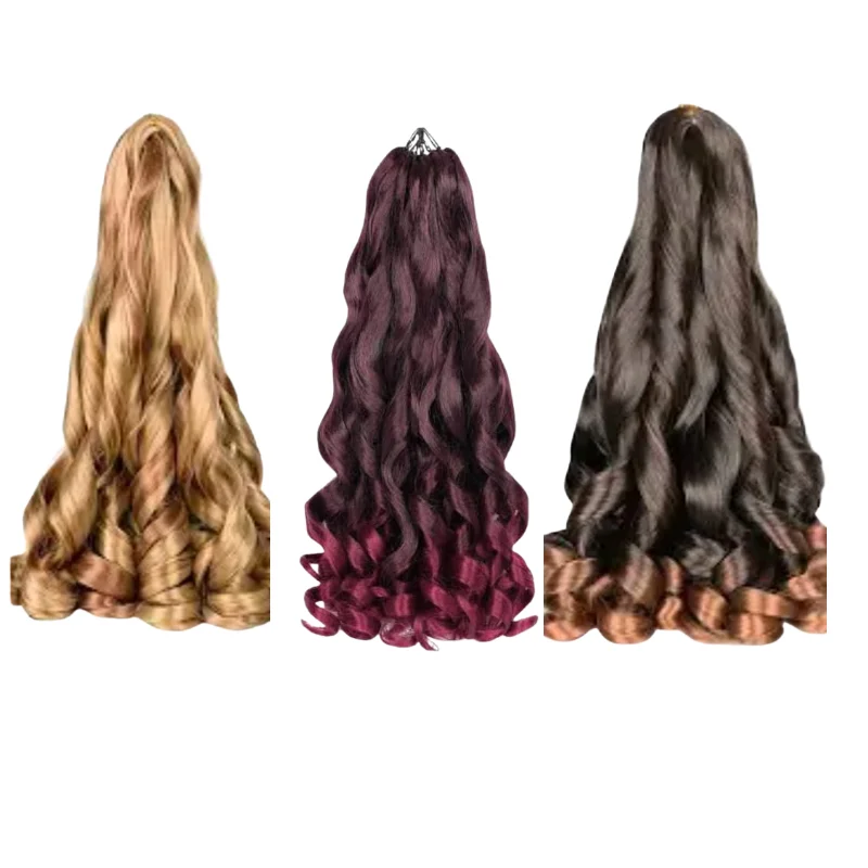Krock Loose Wave Crochet Braids - 24" (Ombre, Brown & Burgundy)