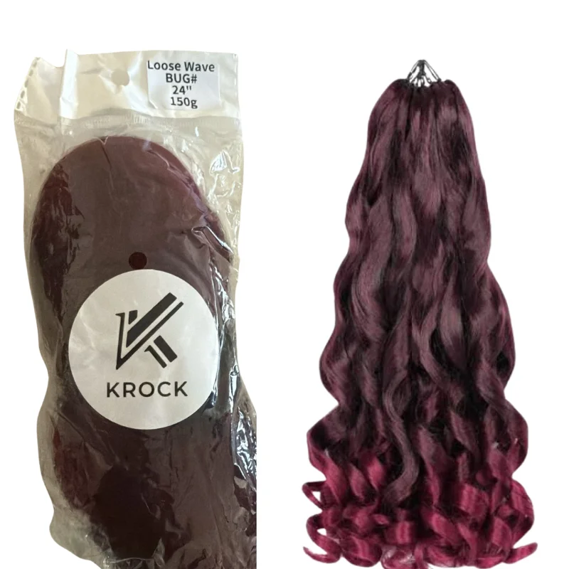 Krock Loose Wave Crochet Braids - 24" (Ombre, Brown & Burgundy)3