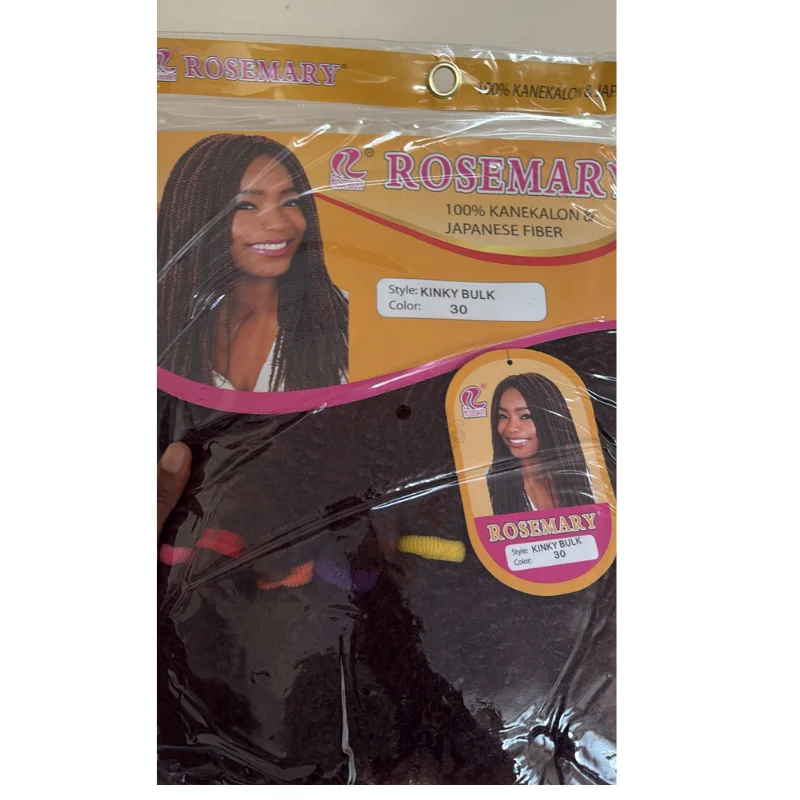 Rosemary 100% Kanekalon Kinky Bulk Braiding Hair - Colors 1 & 30 1