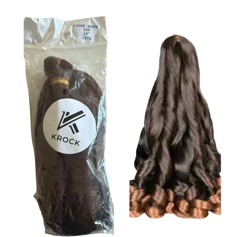 Krock Loose Wave Crochet Braids - 24" (Ombre, Brown & Burgundy)2