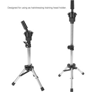 Hairdressing Training Head Holder Adjustable Salon Model Mannequin Head Tripod Stand Silver