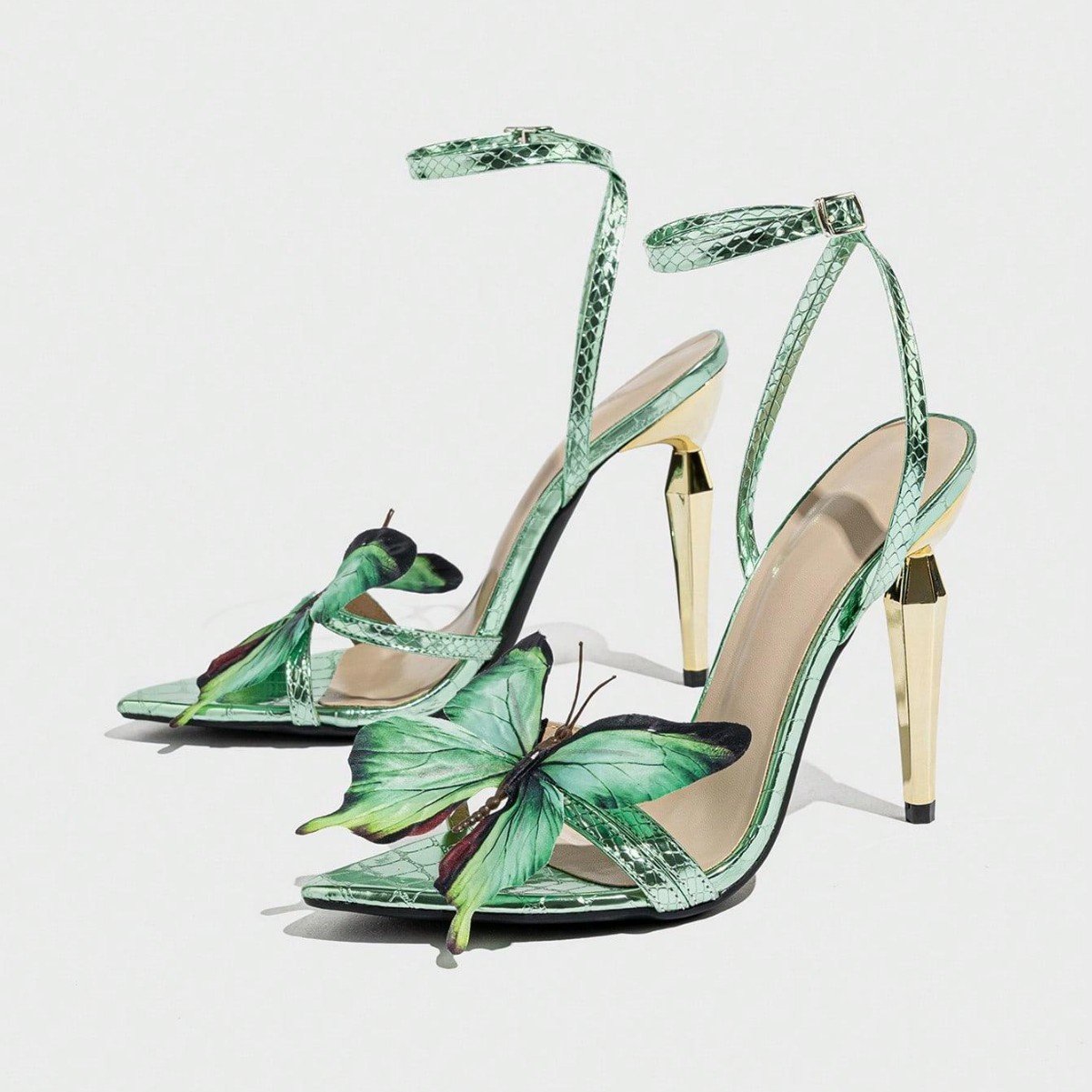 Women's Three-dimensional Butterfly Decorative Electroplated Stiletto Heel Sandals - Image 2