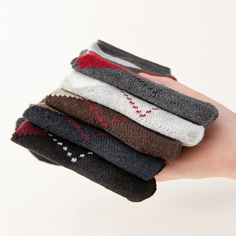 Wool Lined Socks With Flat Dotted Lines - Image 6