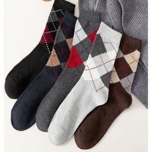 Wool Lined Socks With Flat Dotted Lines