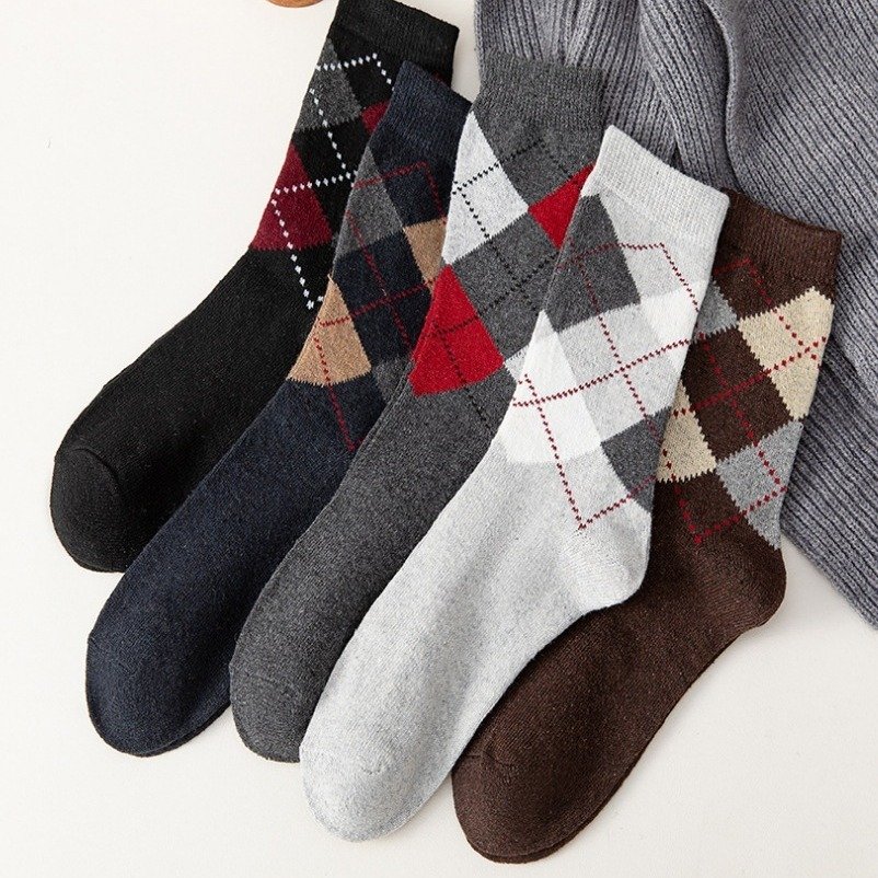 Wool Lined Socks With Flat Dotted Lines