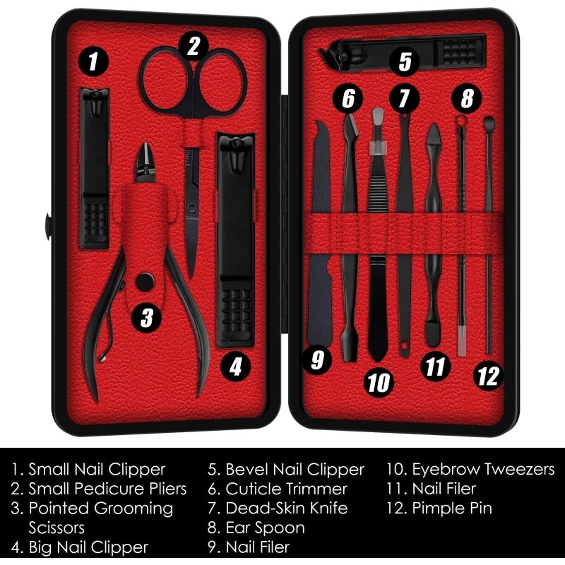 12 Pieces Manicure Pedicure Nail Care Set Cutter Clippers Tool Kit For Women Men - Image 8