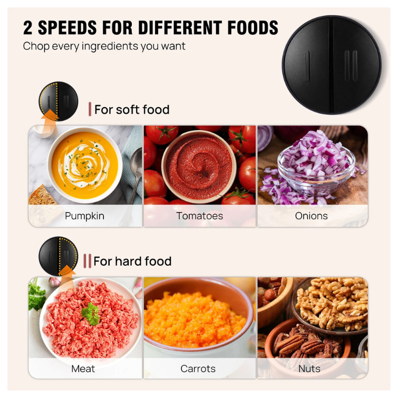 Electric Food Chopper - 2L Glass Bowl & 300W Power3