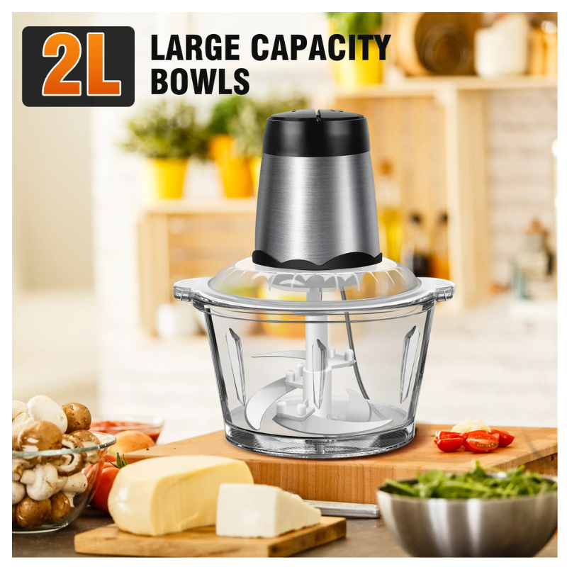 Electric Food Chopper - 2L Glass Bowl & 300W Power5
