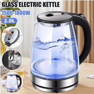 2.0L Glass Electric Kettle - 1500-1800W Fast Boil & LED Illumination
